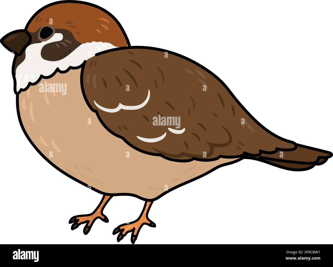 Simple and adorable outlined Sparrow illustration Stock Vector
