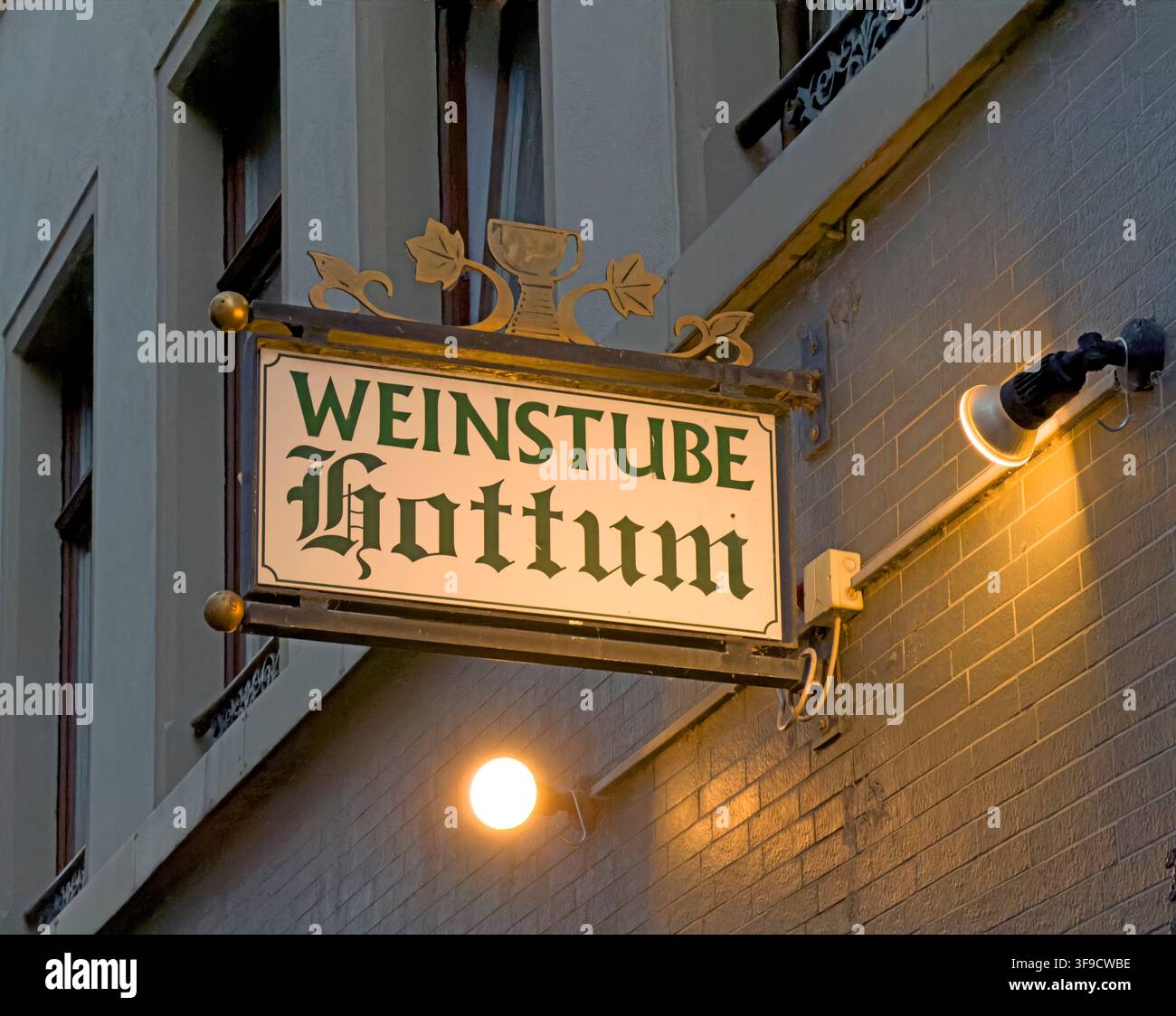 Weinstube Hottum traditional wine bar sign in Mainz, Germany. Stock Photo