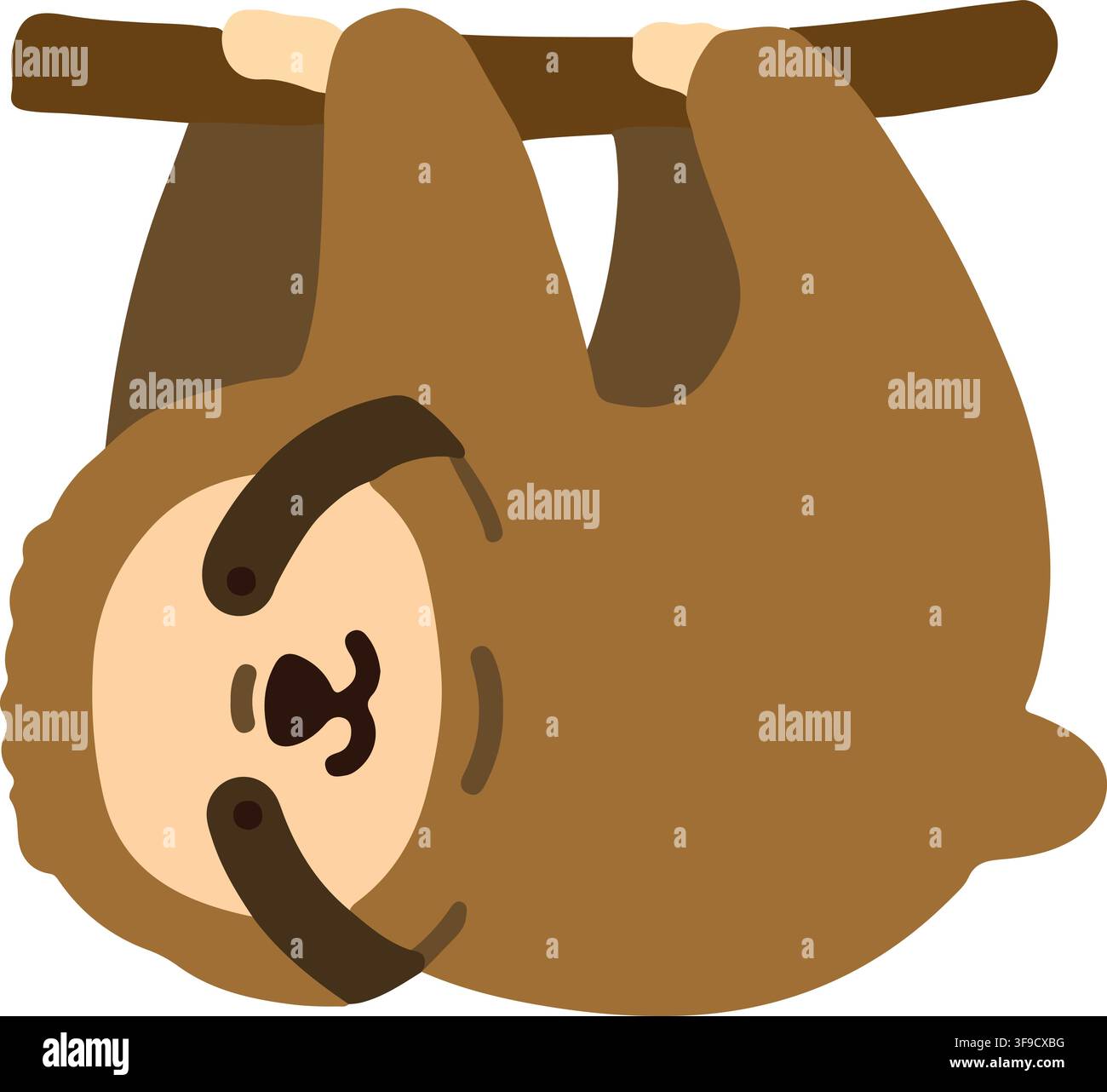 Simple and flat colored Sloth on a branch Stock Vector
