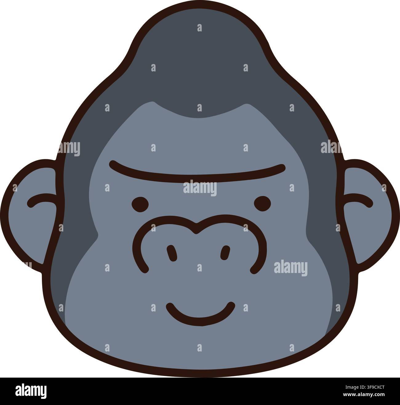 Outlined simple and cute gorilla head Stock Vector