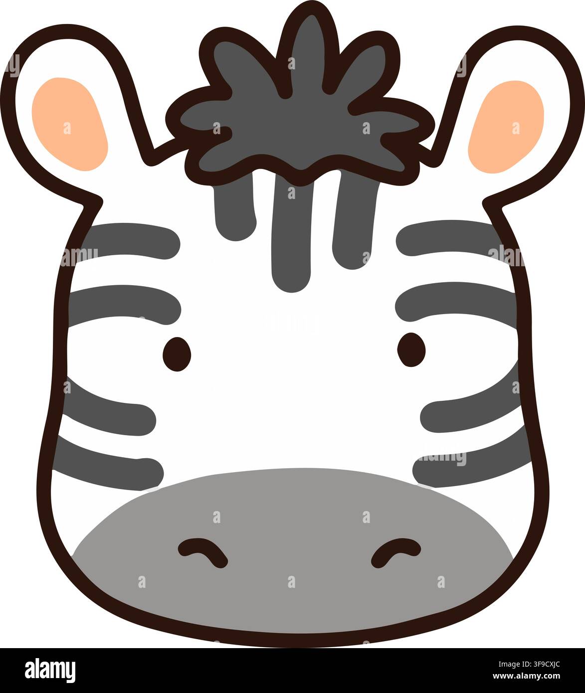 Simple and adorable fluffy zebra head outlined Stock Vector