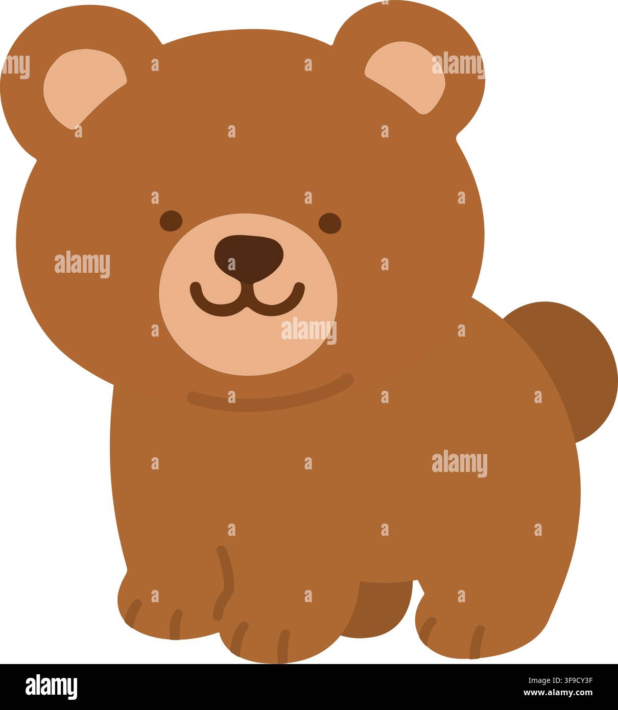 Simple and flat cute brown Bear illustration Stock Vector