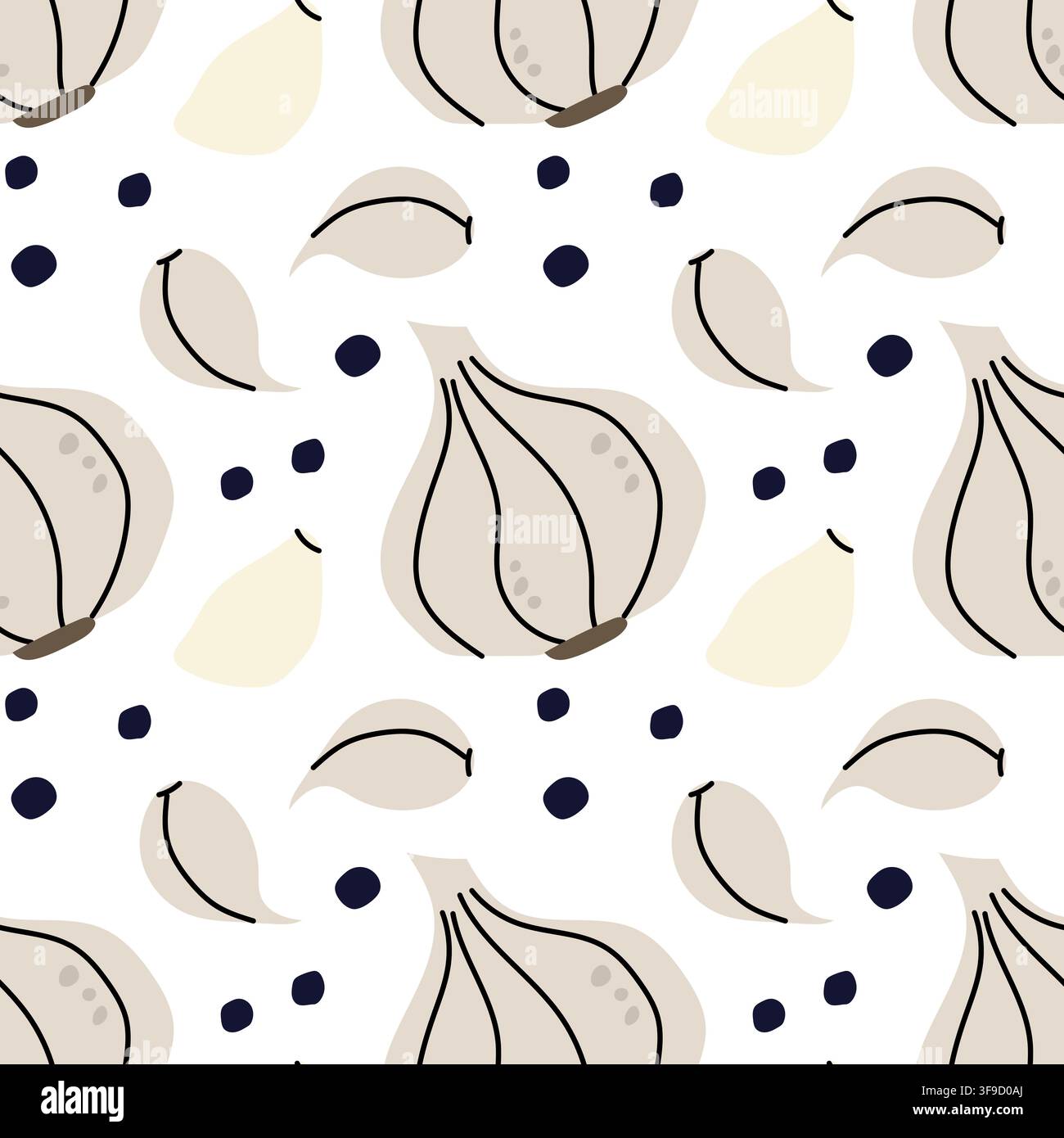 Garlic and Black Pepper Seamless Pattern Stock Vector