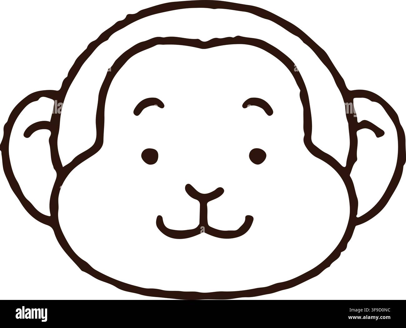 Simple and cute monkey line art Stock Vector