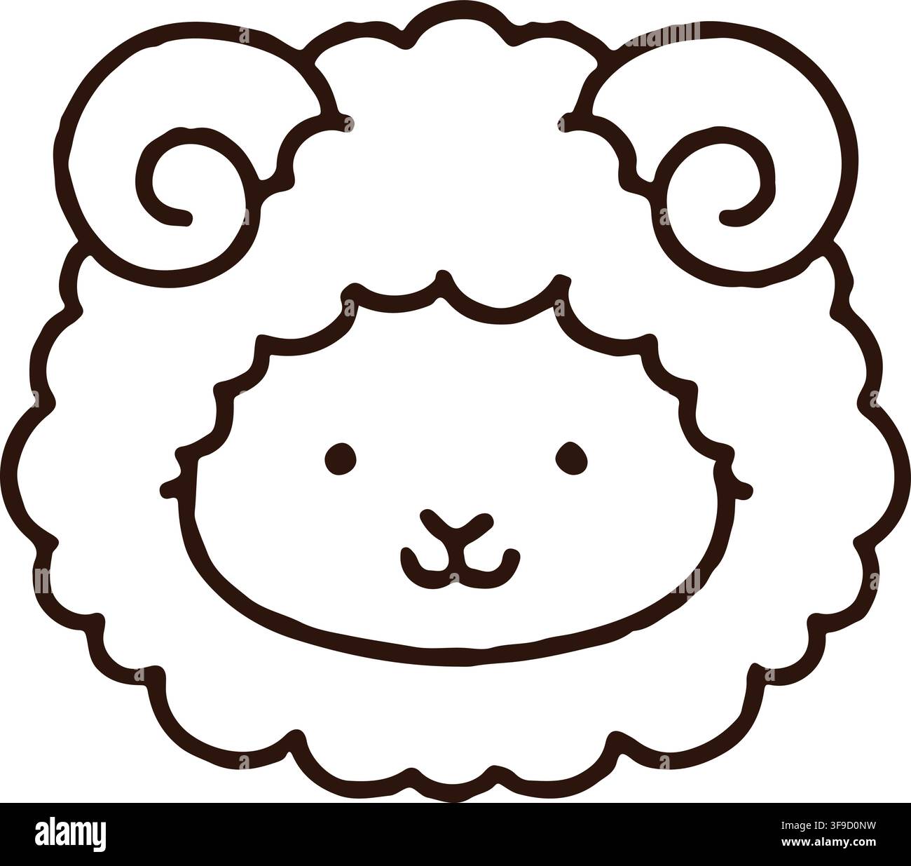 Simple and cute sheep line art Stock Vector
