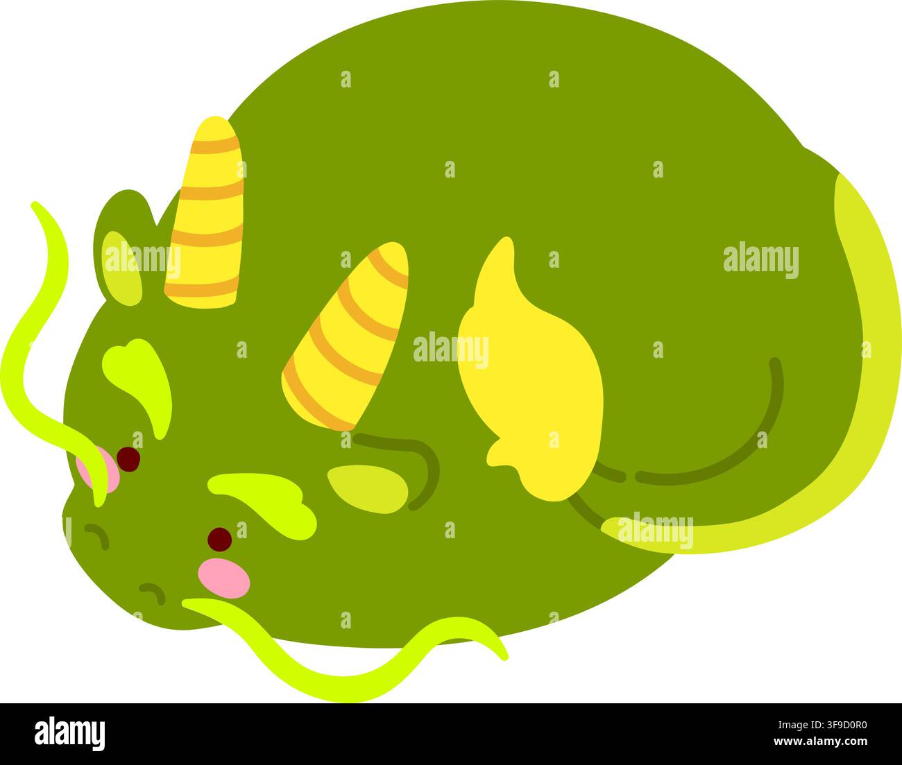 Cute and round simple Chinese dragon illustration flat colored Stock Vector