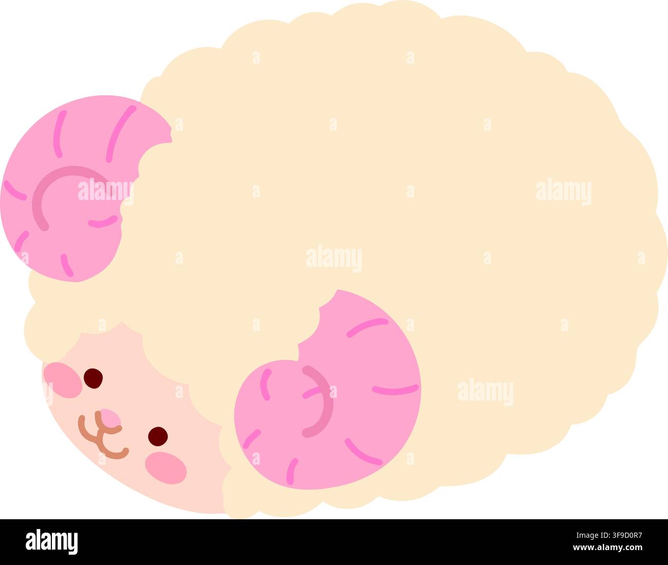 Cute and round simple fluffy sheep illustration flat colored Stock Vector