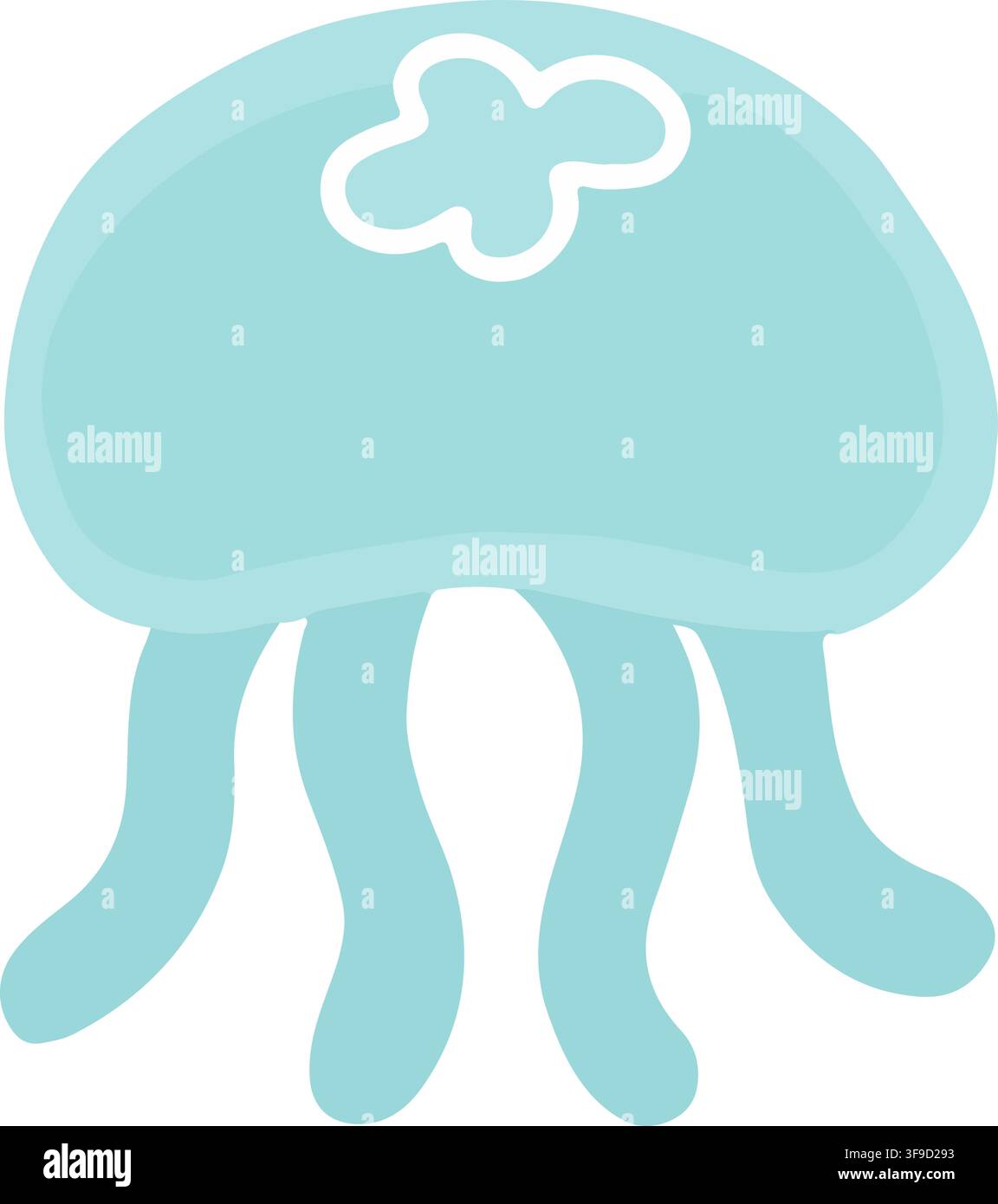 Cute flat color jelly fish blue Stock Vector