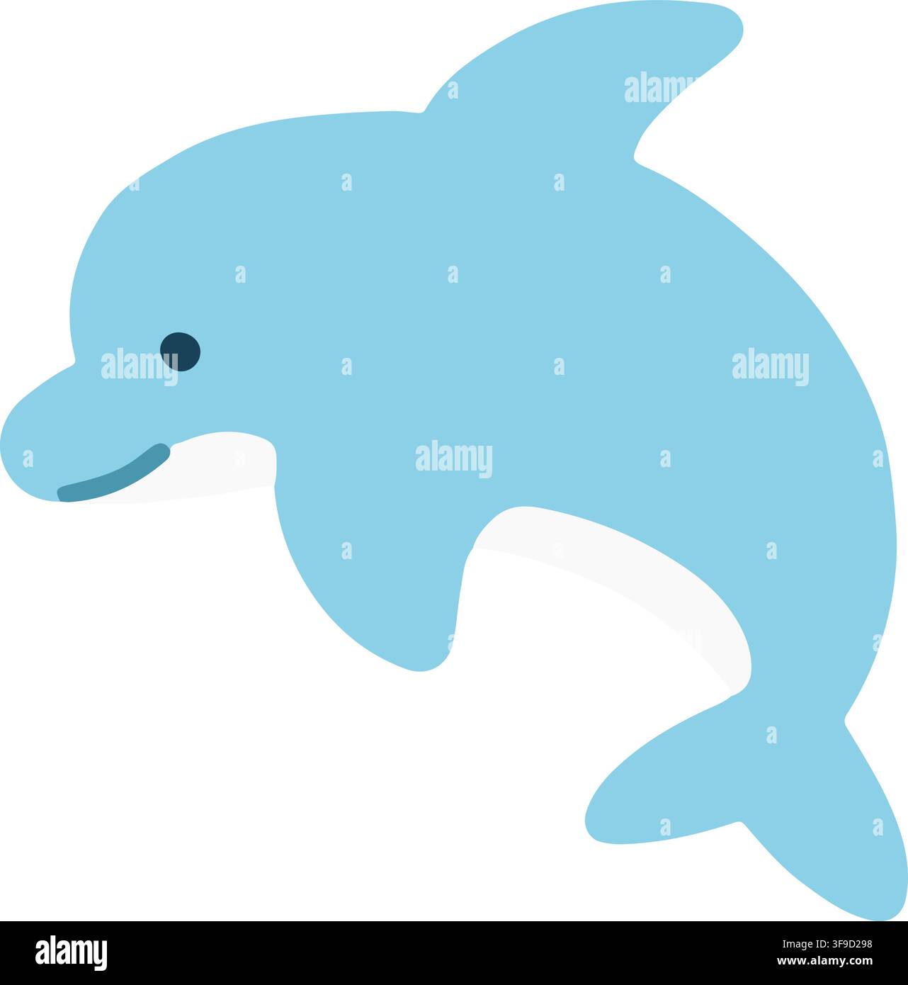 Cute and simple pastel blue dolphin flat colored Stock Vector