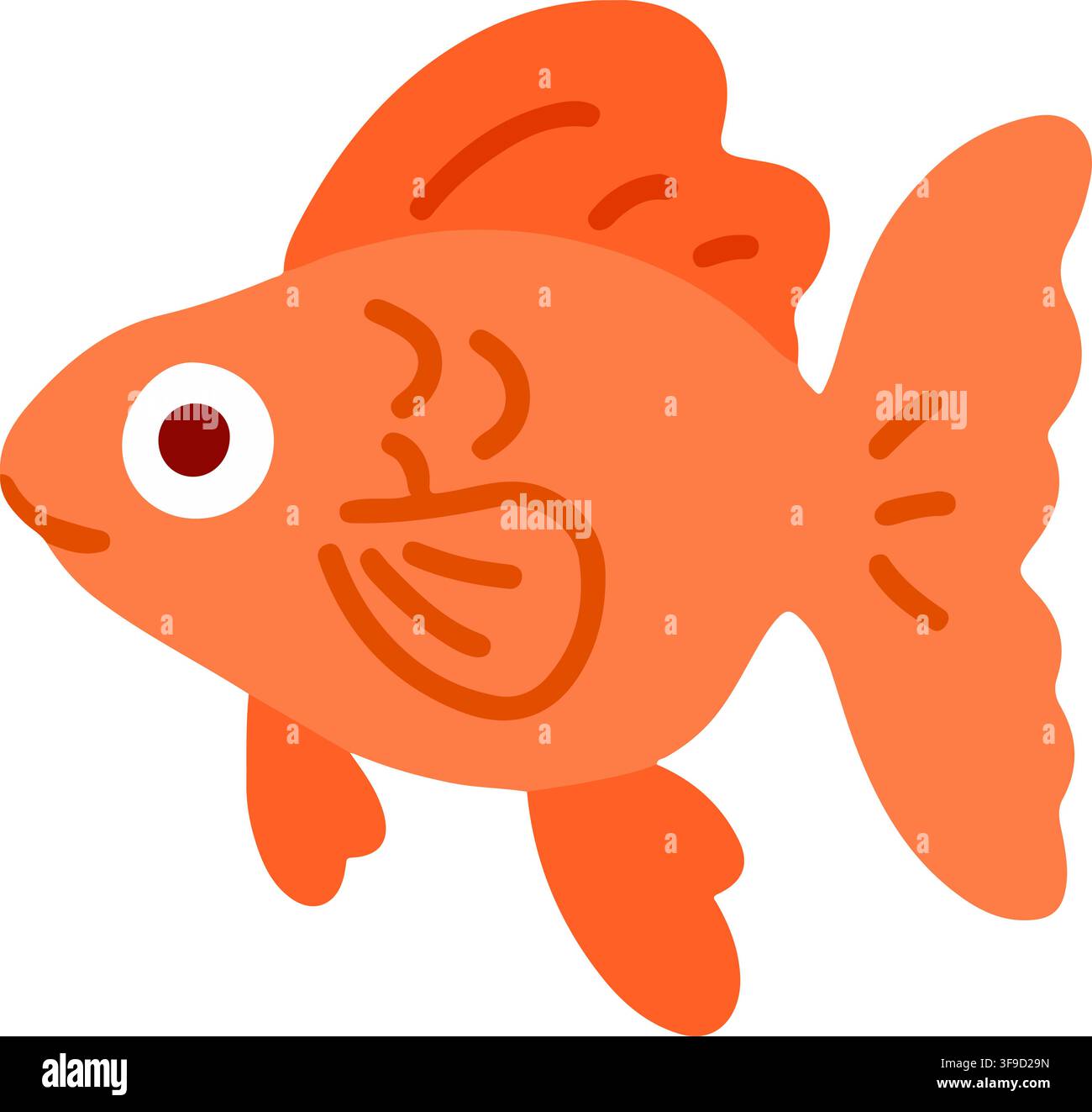 Cute flat orange color goldfish Stock Vector