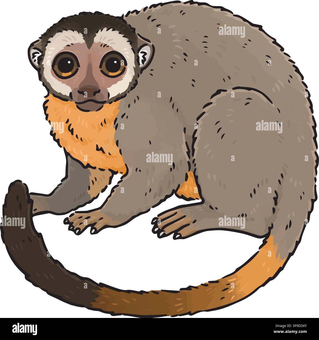 Simple illustration of cute Night Monkey Stock Vector