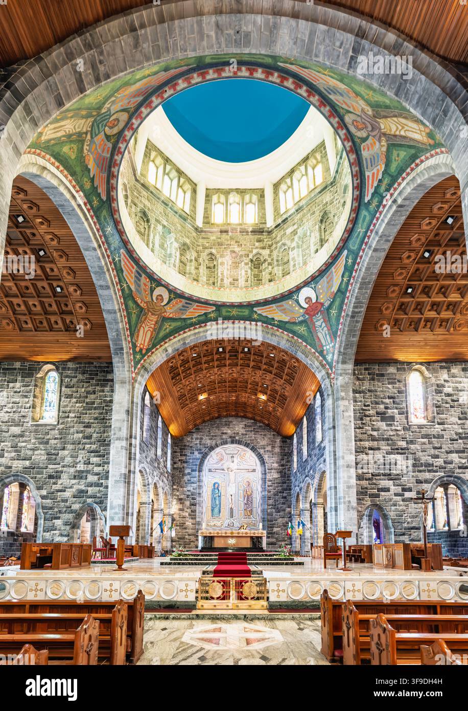 Interior view of Galway Cathedral main altar and dome, city of Galway, Ireland - Smartphone Captured Stock Image
