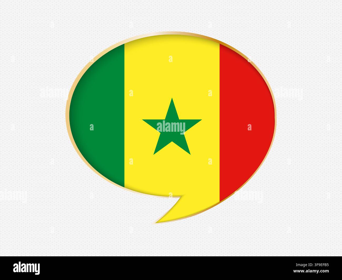 Senegal in a Speech Bubble Design on Golden Frame. Dotted light gray background. Stock Vector