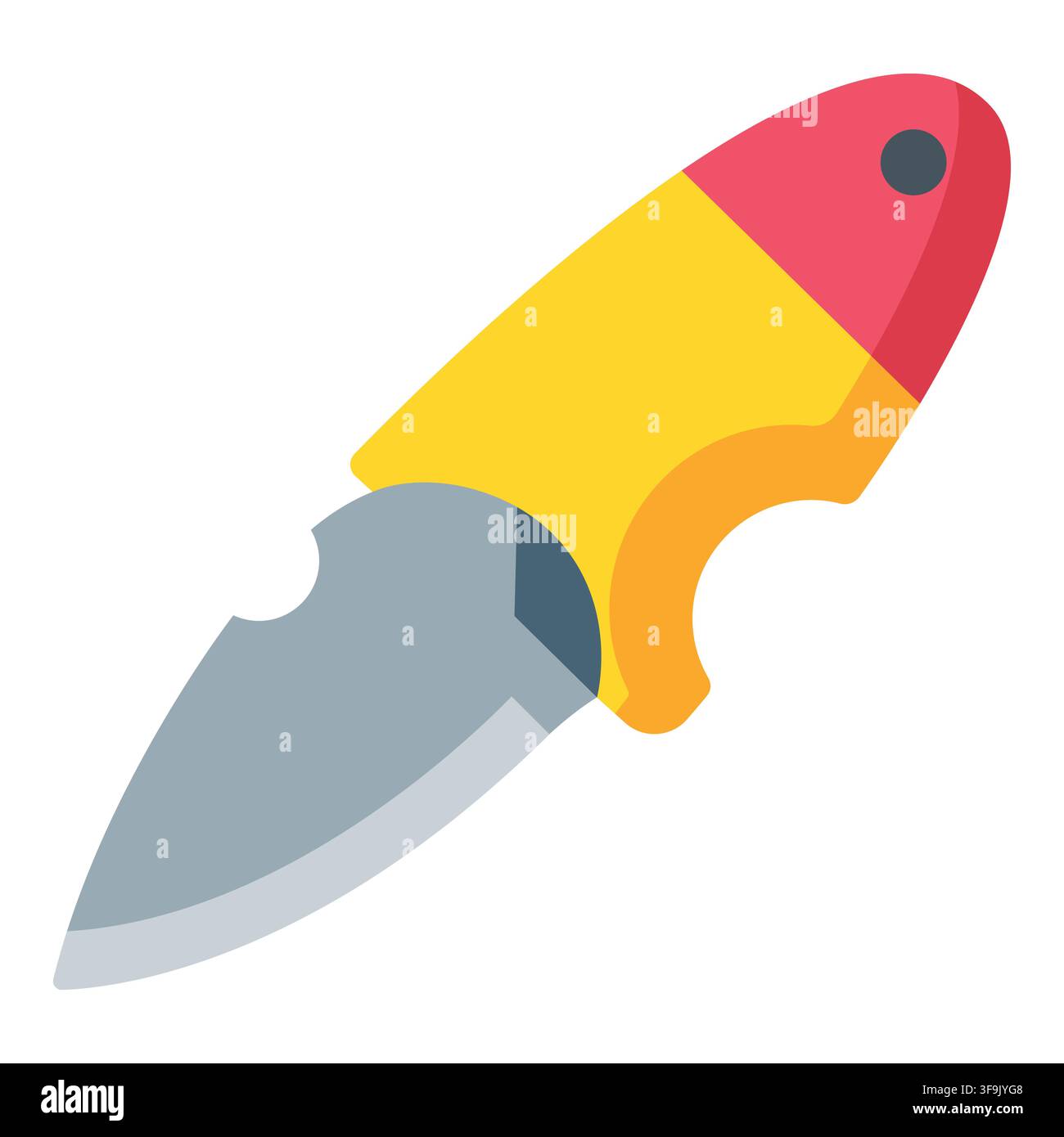 Brightly colored abstract knife with a sharp blade and yellow handle Stock Vector