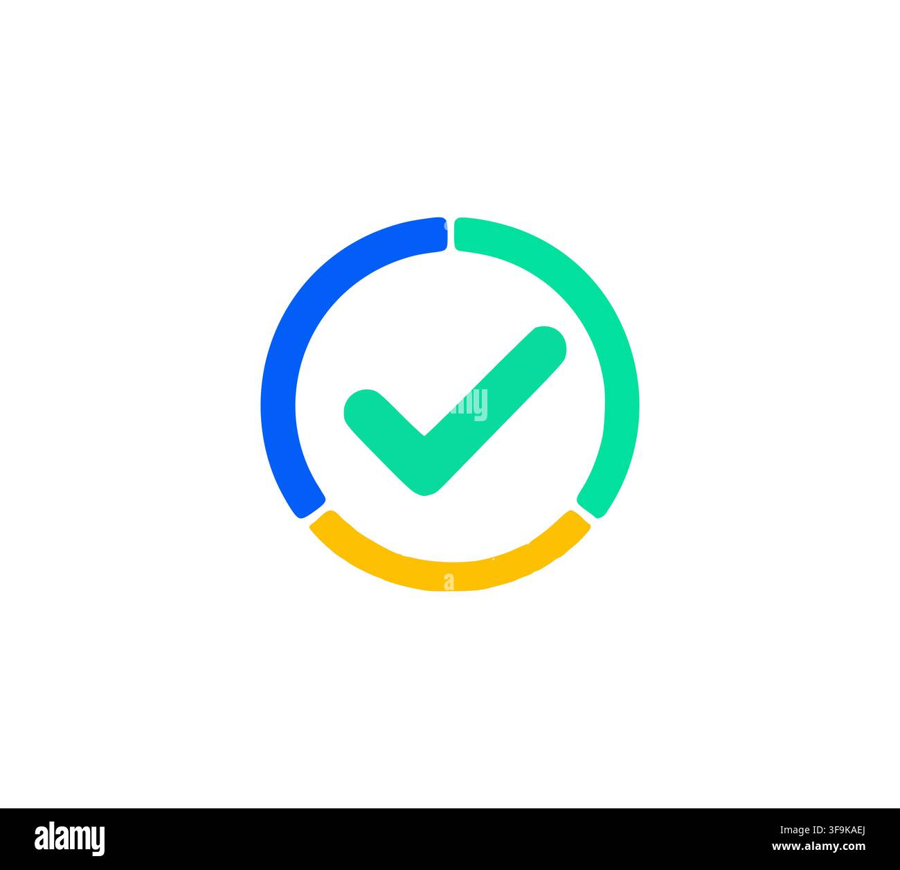 Multicolor Circle Check Mark Emblem For Universal App Verification Stock Vector