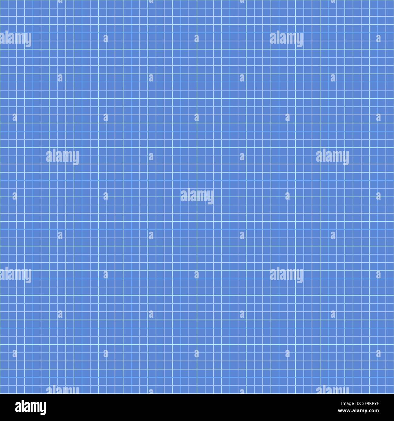 Seamless blue grid pattern - graph paper texture, vector architecture blueprint background or square school notebook page for engineering math design Stock Vector