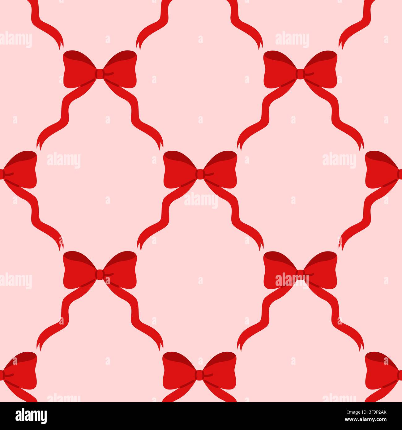 Red Bow and Ribbon Seamless Pattern Stock Vector