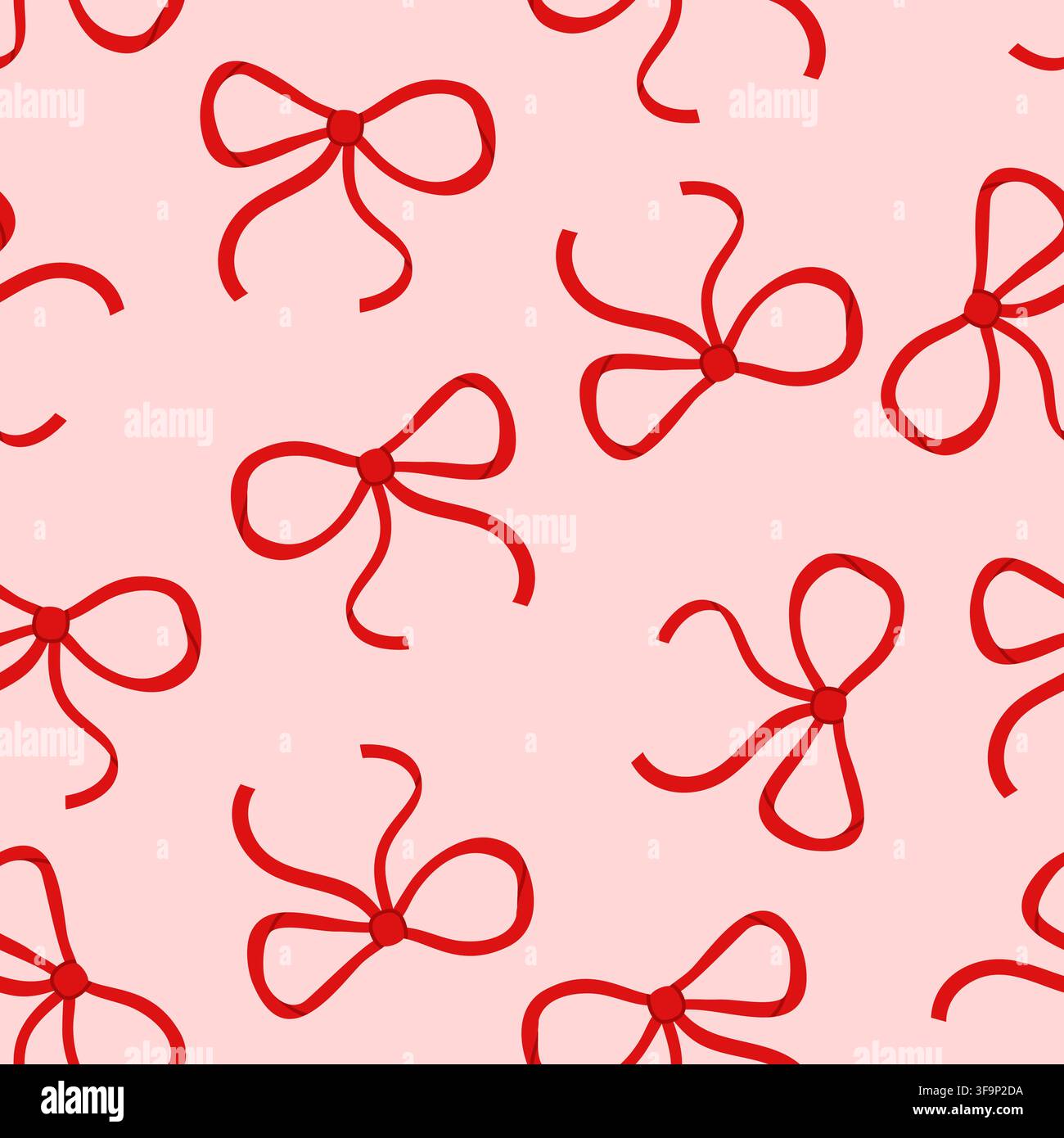 Red Bow Pattern on Pink Background Stock Vector