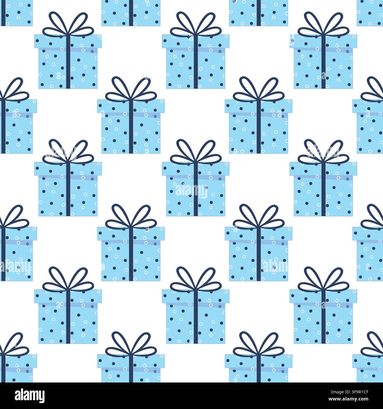 Gift box seamless pattern blue present background vector template wrapping paper design Stock Vector