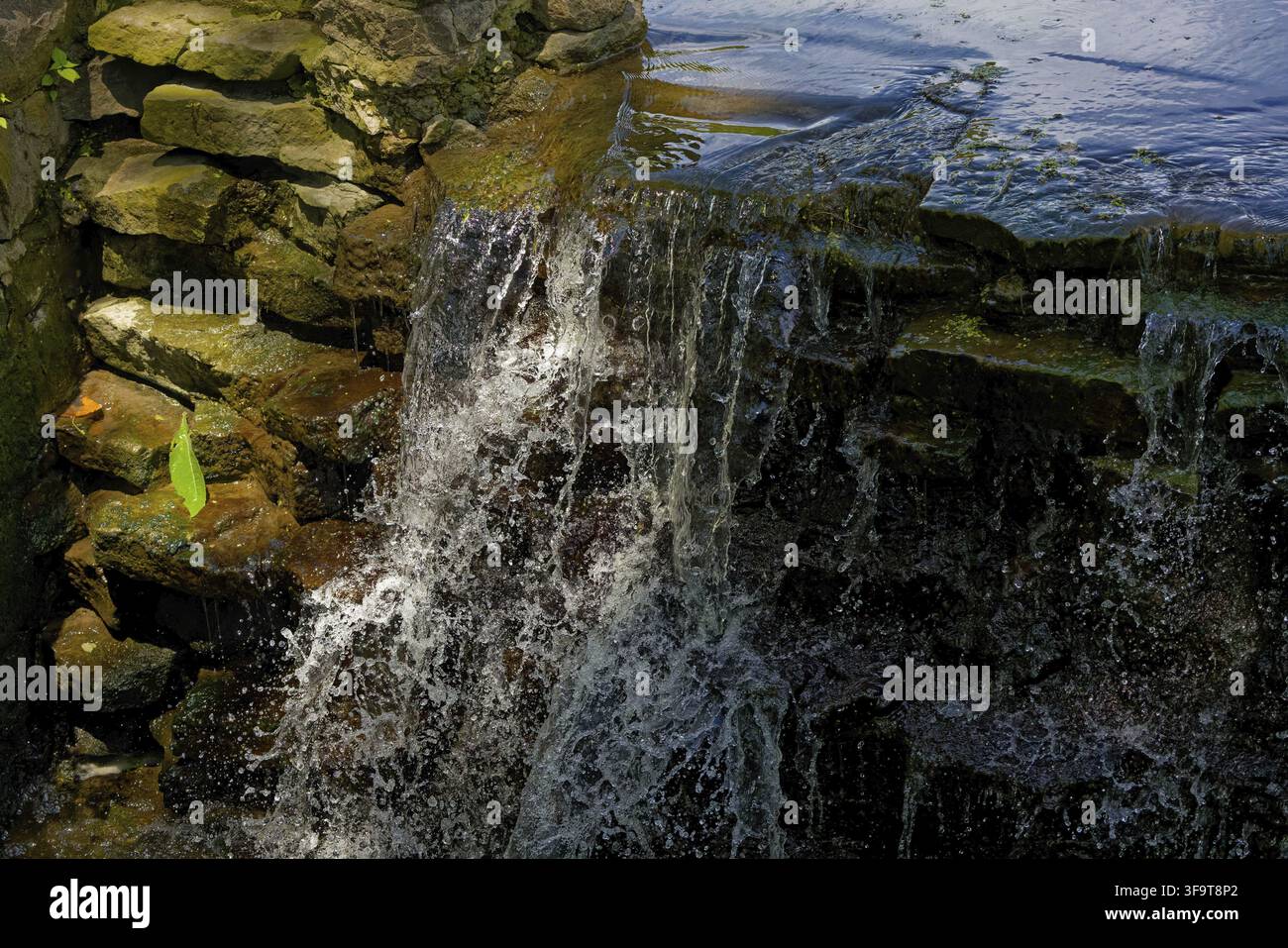 Small waterfall on the park in Ohio Stock Photo