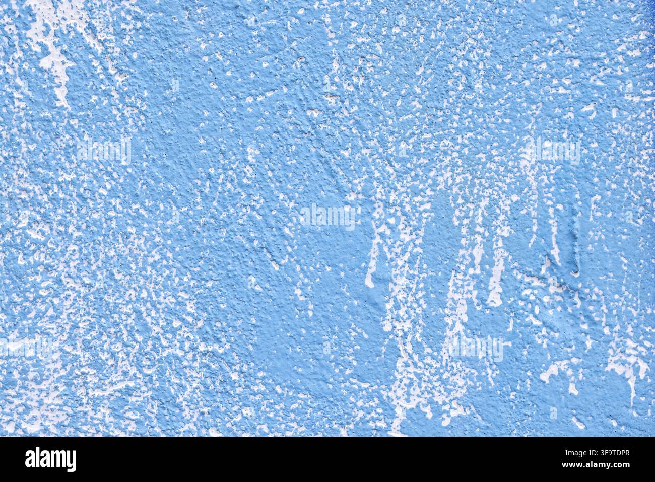 Blue Textured Wall Surface with Rough Plaster Detail Stock Photo