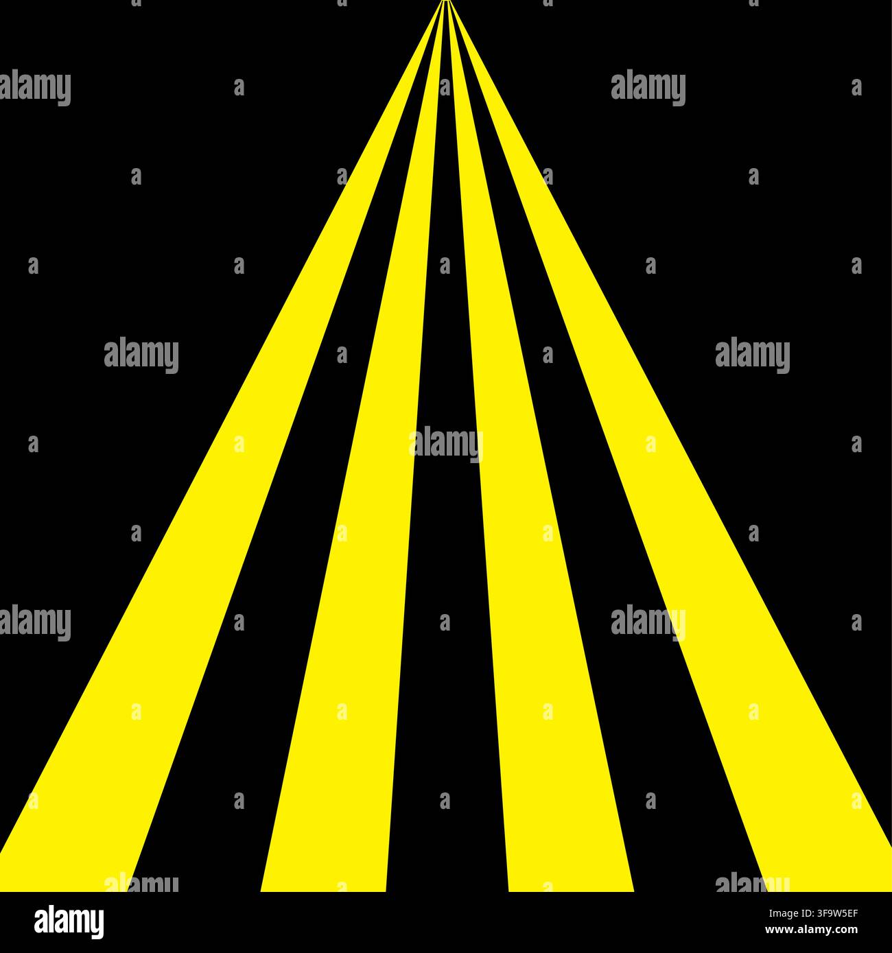 Yellow straight perspective background features sunburst ray. It visualizes abstract graphic dynamic design Stock Vector