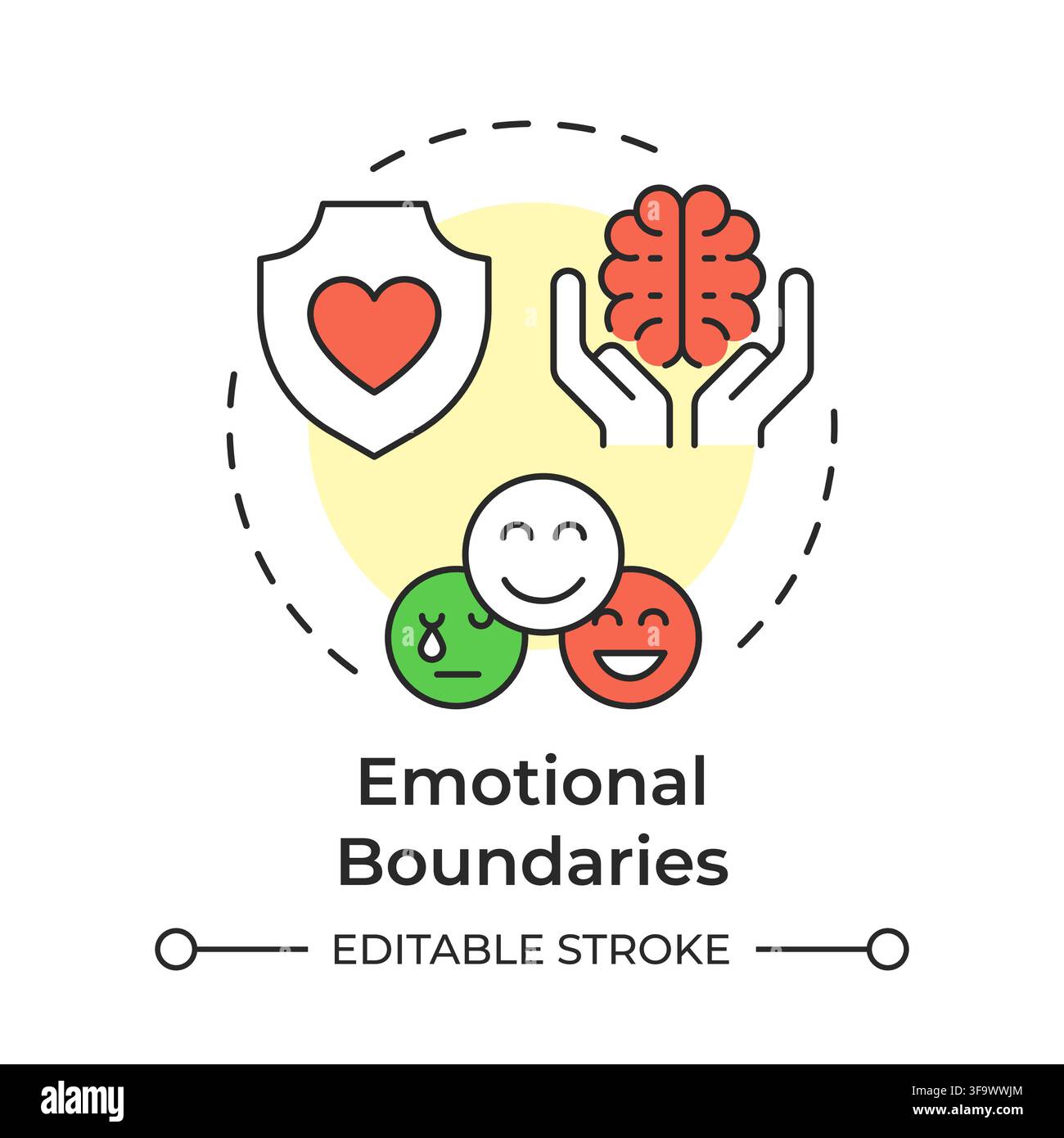 Emotional boundaries multi color concept icon Stock Vector