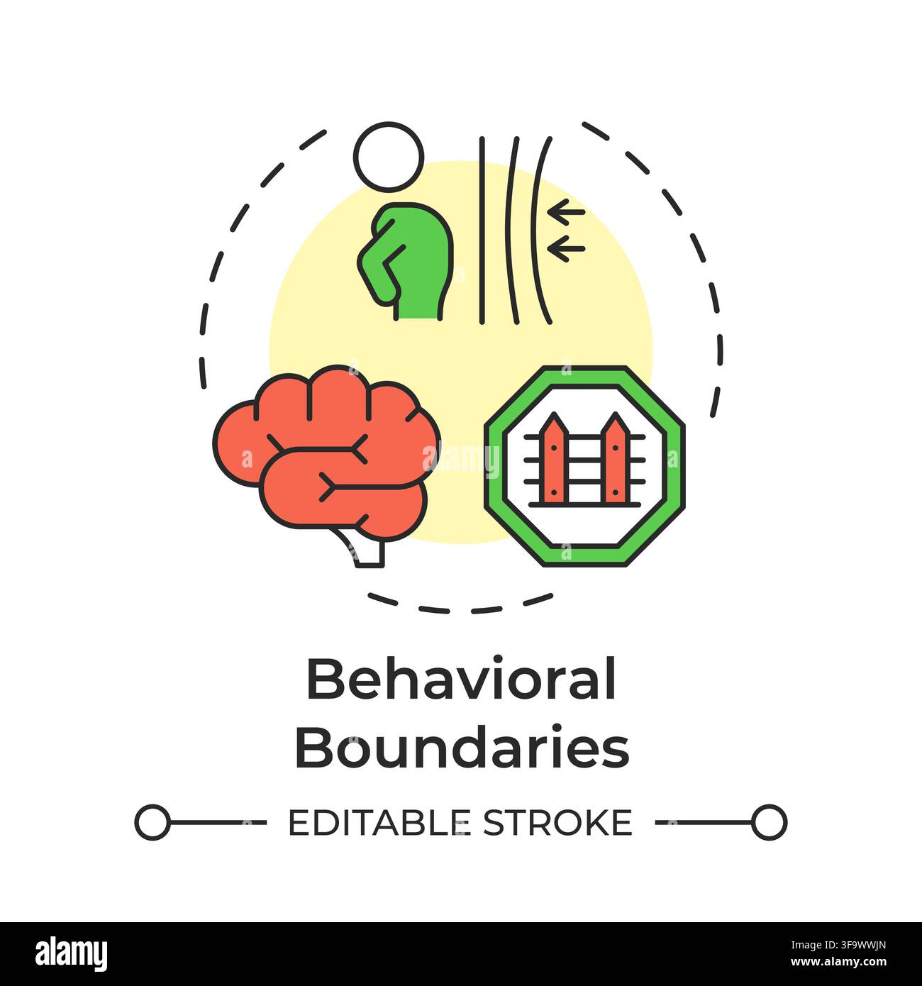 Behavioral boundaries multi color concept icon Stock Vector