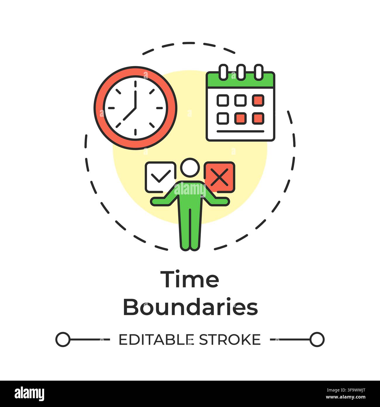 Time boundaries multi color concept icon Stock Vector