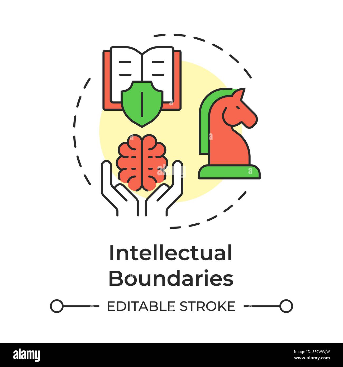Intellectual boundaries multi color concept icon Stock Vector