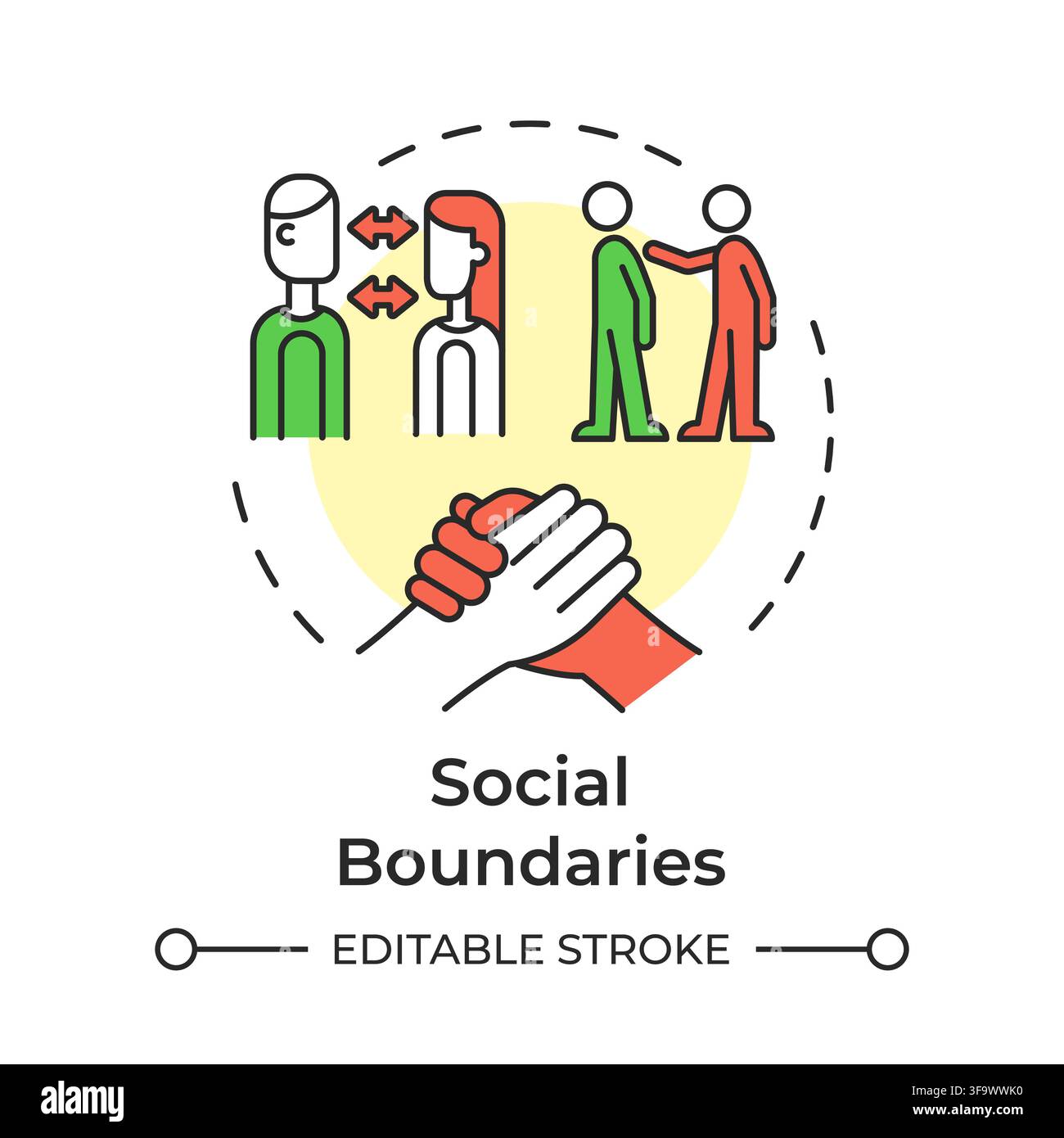 Social boundaries multi color concept icon Stock Vector