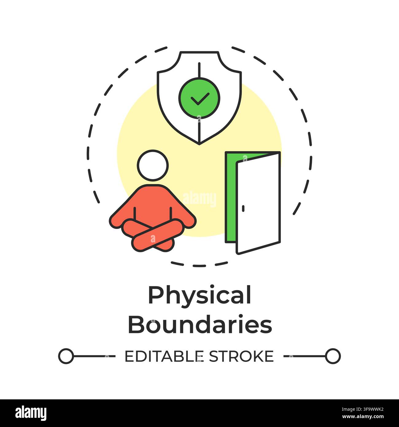 Physical boundaries multi color concept icon Stock Vector