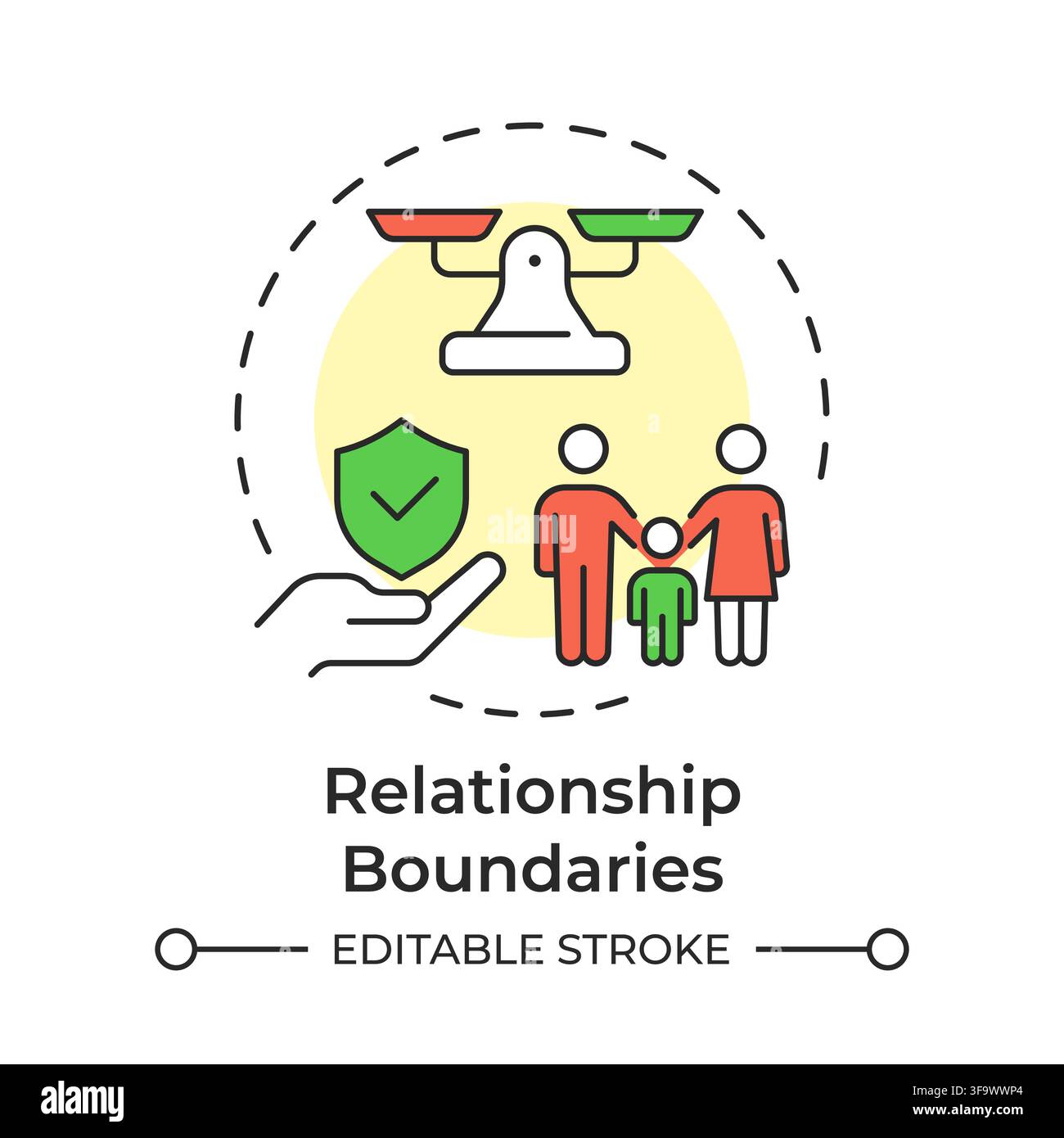 Relationship boundaries multi color concept icon Stock Vector