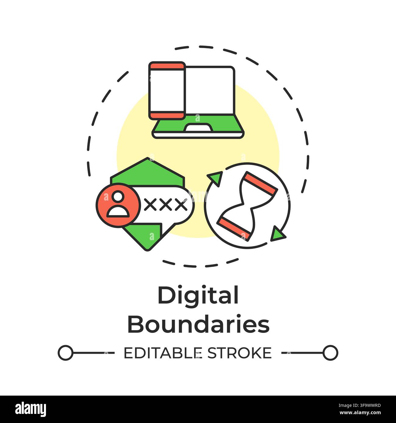 Digital boundaries multi color concept icon Stock Vector