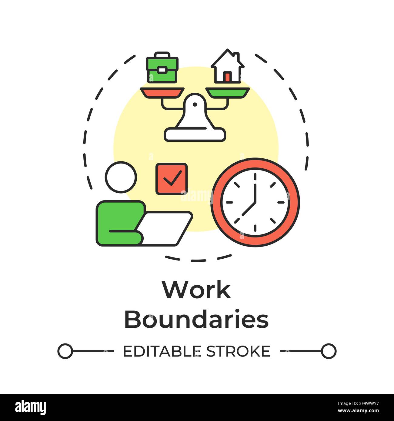 Work boundaries multi color concept icon Stock Vector