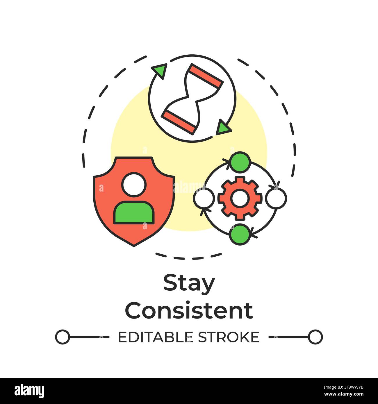 Stay consistent multi color concept icon Stock Vector