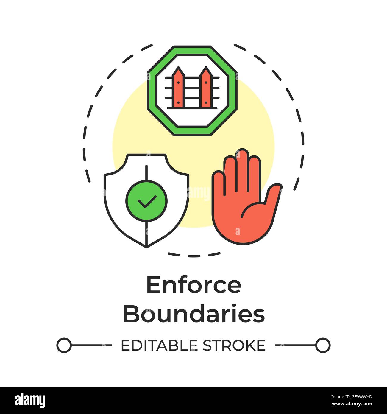 Enforce boundaries multi color concept icon Stock Vector
