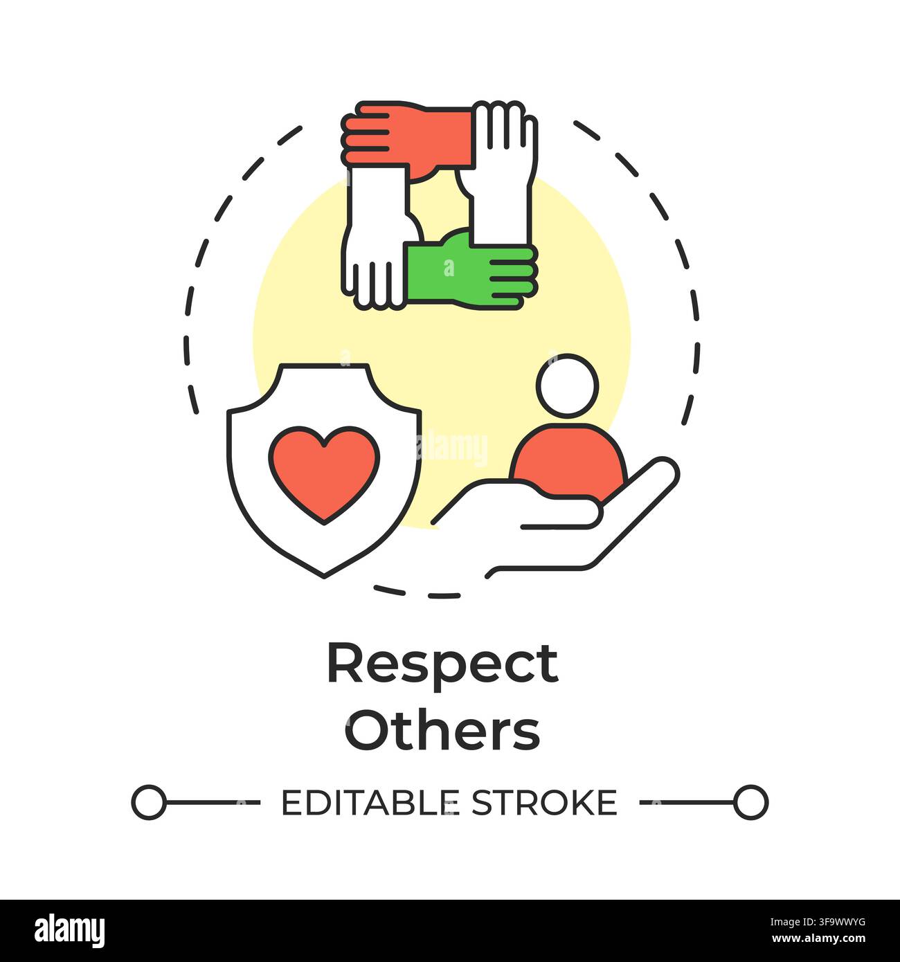 Respect others multi color concept icon Stock Vector