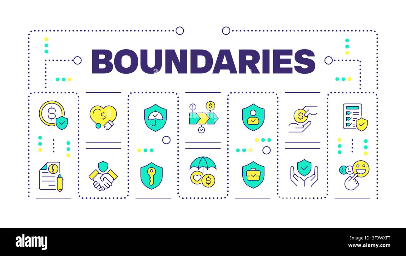 Boundaries word concept isolated on white Stock Vector