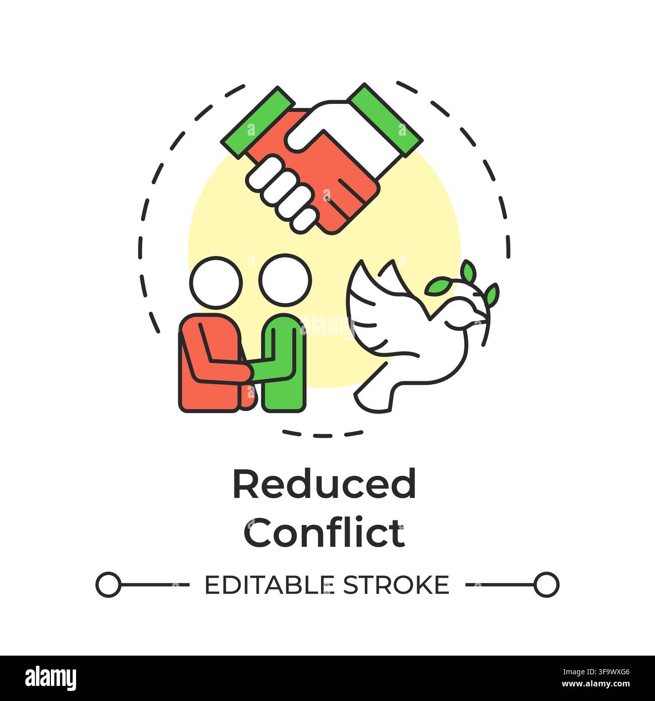 Reduced conflict multi color concept icon Stock Vector
