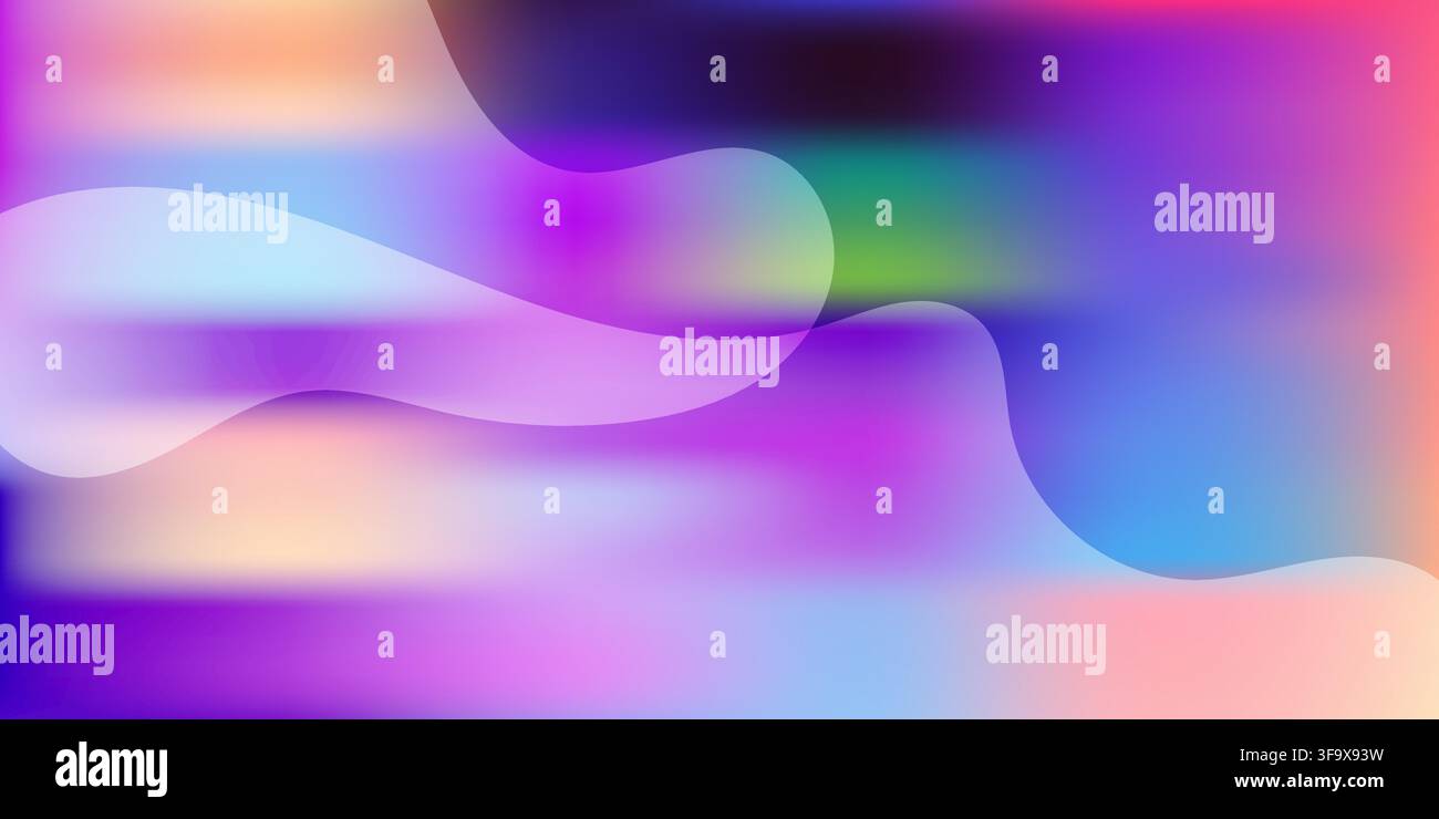 Abstract background with soft fluid shapes and vibrant holographic color gradients for modern design Stock Vector