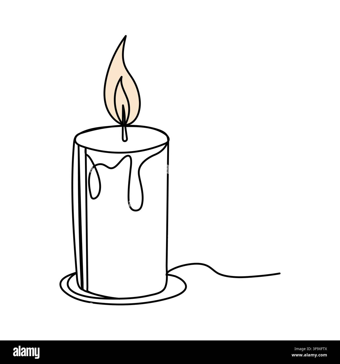 memorial day one continuous line drawing of candle vector illustration. design with white background Stock Vector