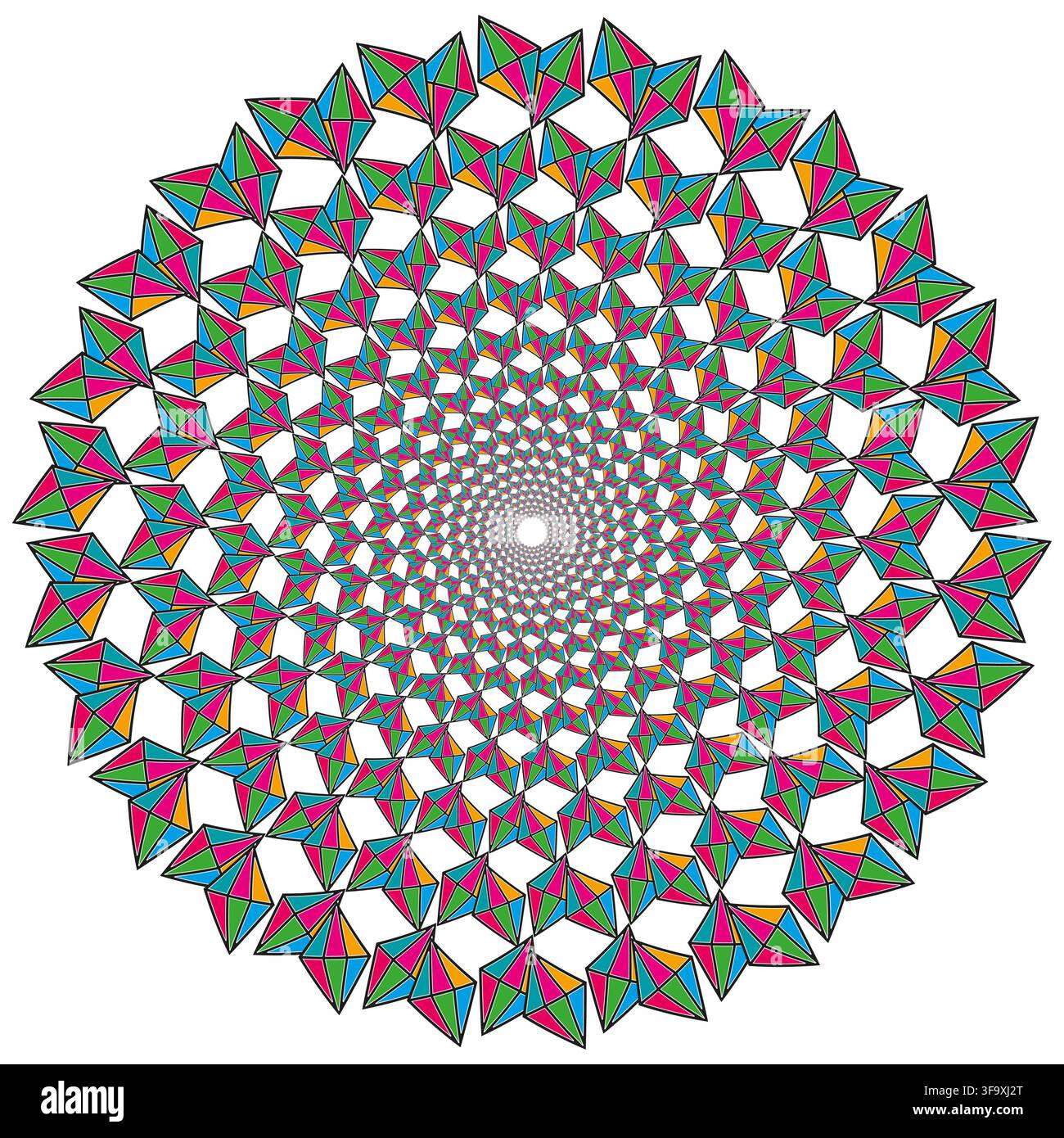 Triangle pyramid mandala rosette geometry with colorful vector shape. eps 10. Stock Vector