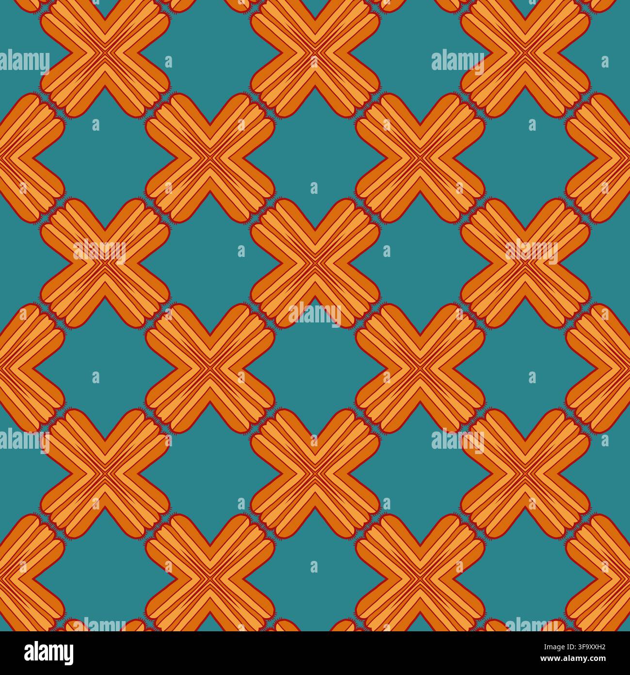 Blue Orange Geometric Cross Tile Stock Vector