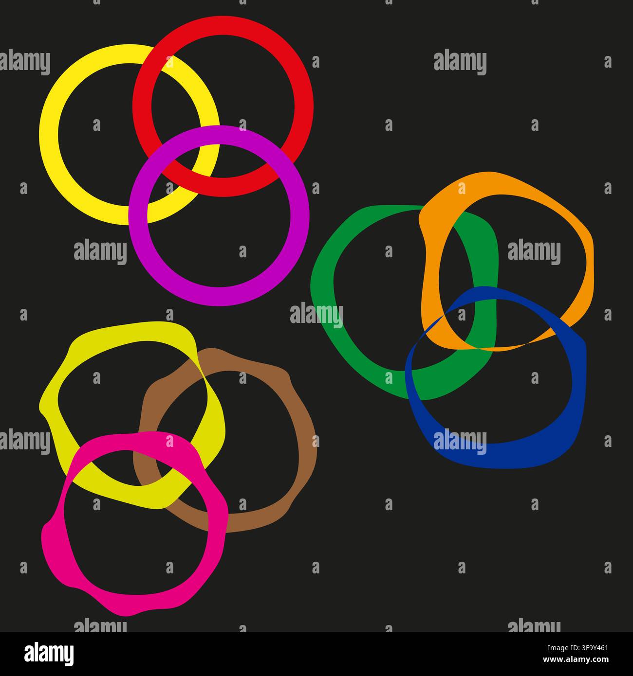 Circle ring link vector set features colorful overlap shape. It represents creative connection loop. eps 10 Stock Vector