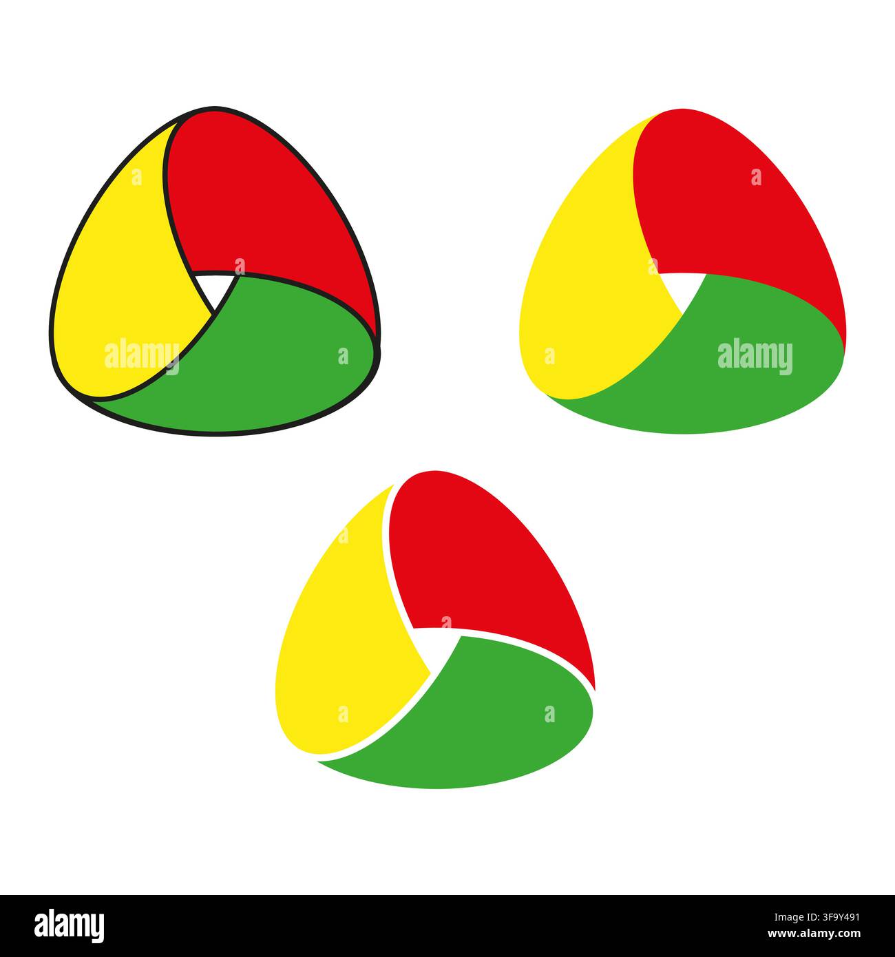 Triangle geometric colorful vector set features loop arrow shape. It represents creative connection logo. eps 10 Stock Vector
