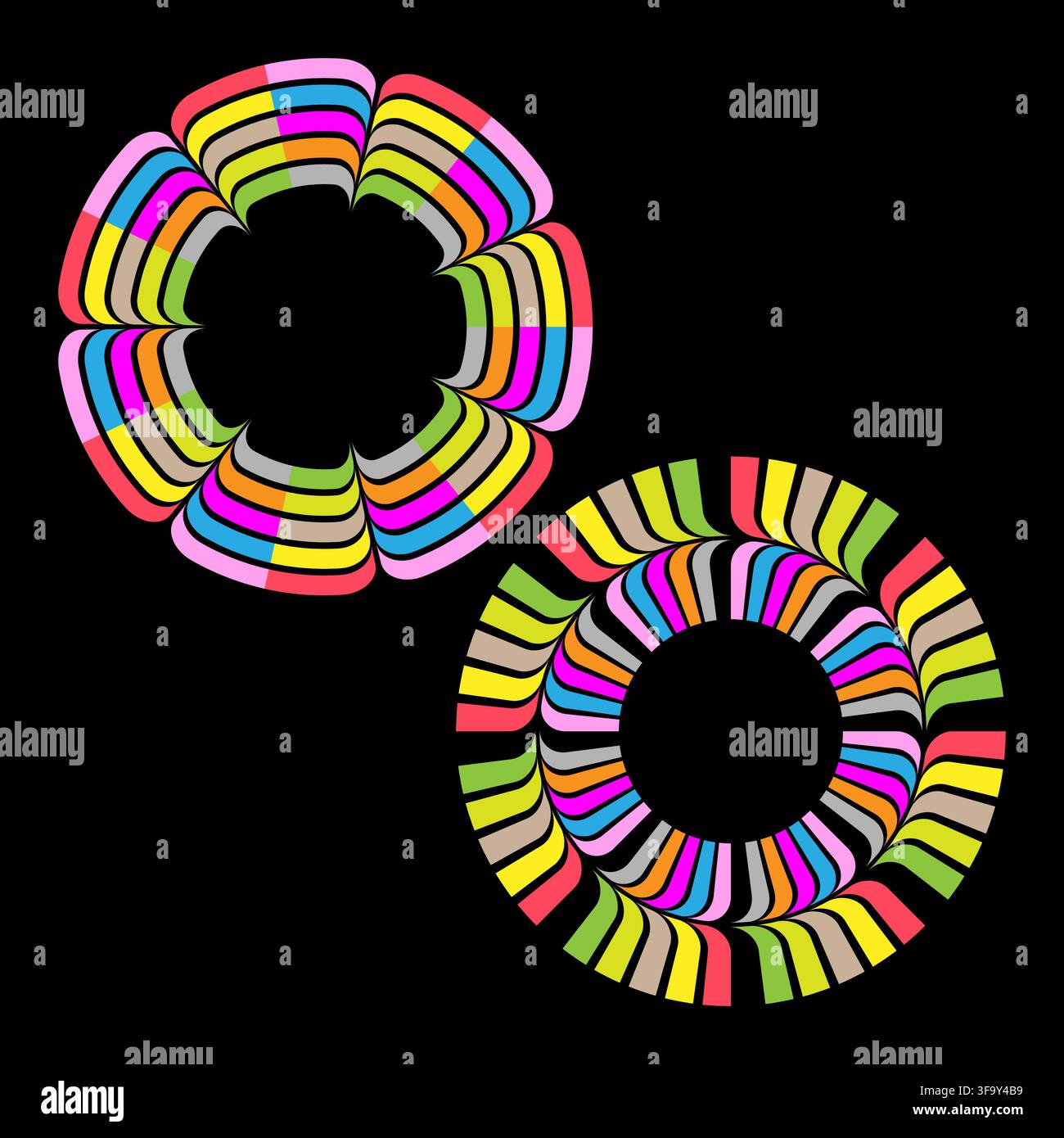 Ring circle ribbon segment layer 3d wave geometry pattern eps 10 Stock Vector