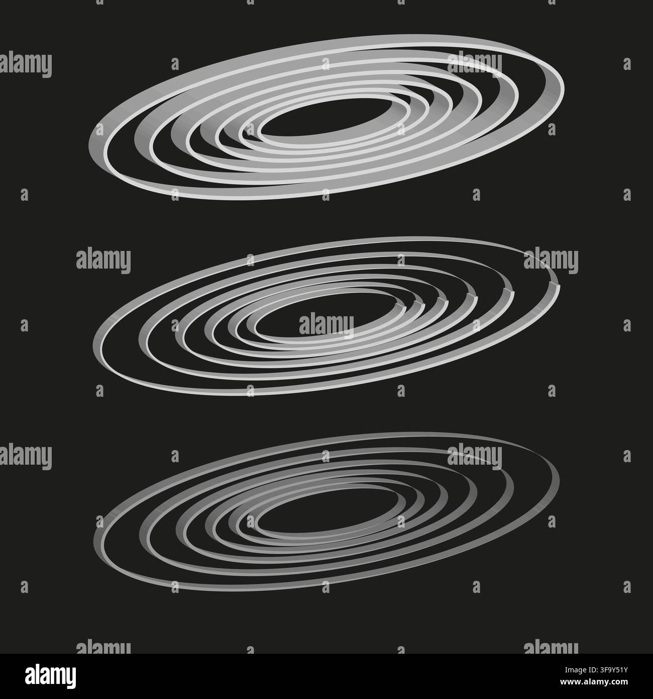 Spiral swirl disc vector set features isometric 3d galaxy. It represents creative abstract space. eps 10 Stock Vector