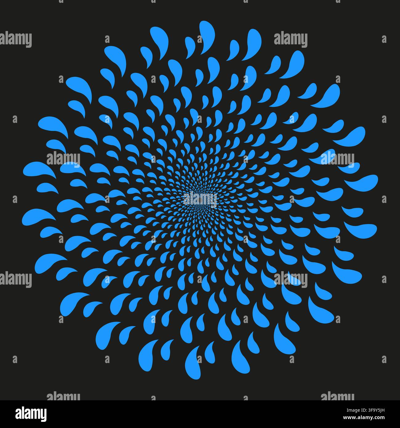 Water drop mandala vector shape features blue swirl pattern. It represents creative abstract flower. eps 10 Stock Vector