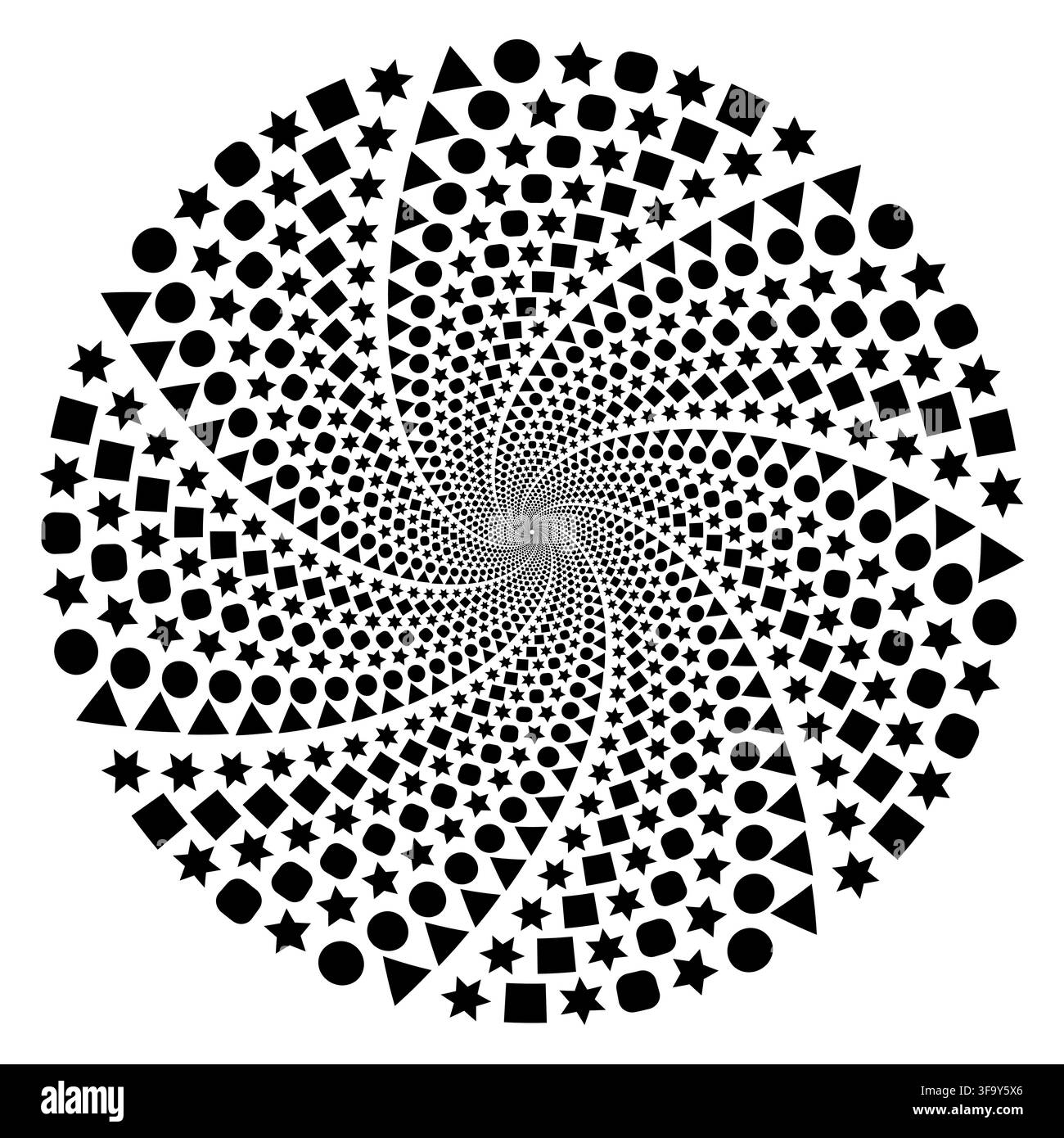 Abstract geometric shape spiral vortex illusion with black vector element. eps 10. Stock Vector